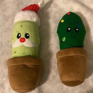 Holiday Cactus Plush Squeaky Dog Toy set of 2